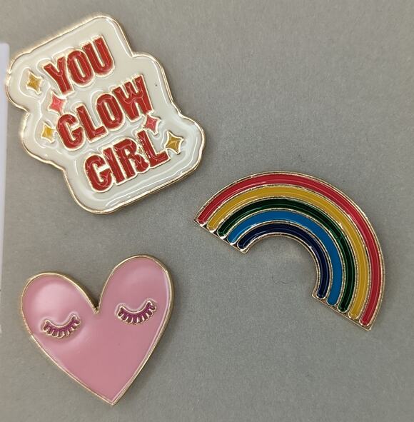 bp Jewelry - Rainbow Kindness Pins Set of 3 Girls Pink Heart